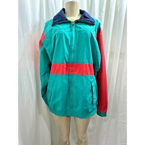 VTG Eddie Bauer  Red /Green Windbreaker Rain  Seattle Outdoor Hiking  Sz L #033